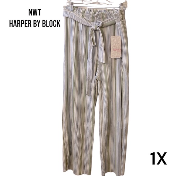 006 NWT 1X Harper by Block Striped Wide Leg Pants - Picture 2 of 9